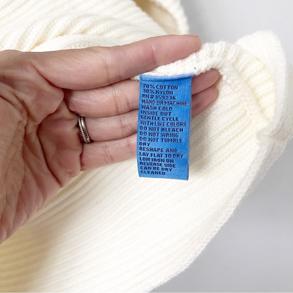 J. McLaughlin Emmeline Ivory Ribbed 3/4 Sleeve Minimalist Knit Sweater - Picture 7 of 9